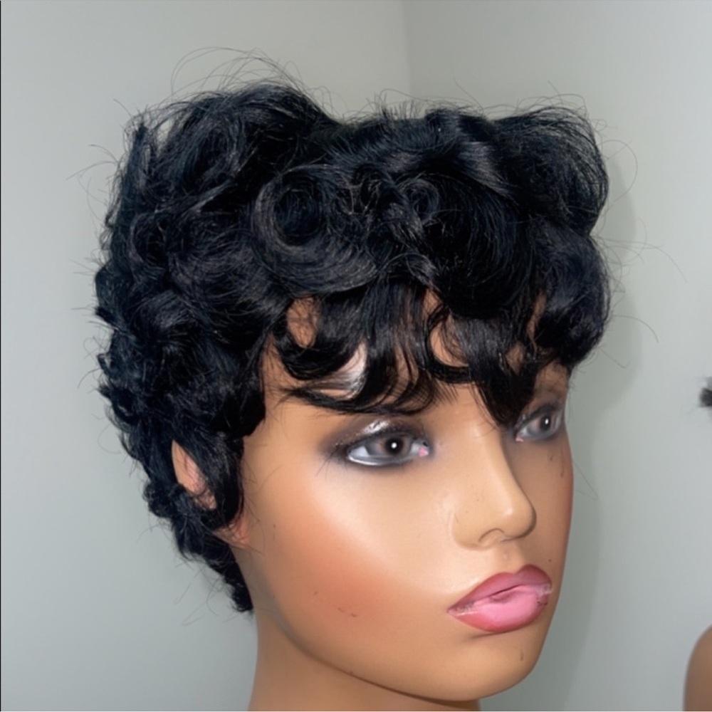 Short Curly Pixie Wig - Black • Unbranded
